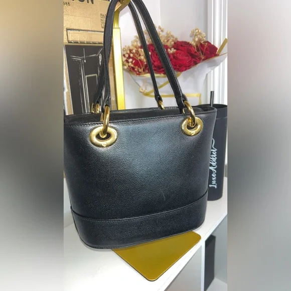 MCM Black Leather Mini Bucket Tote with Gold Hardware - Picture 8 of 11